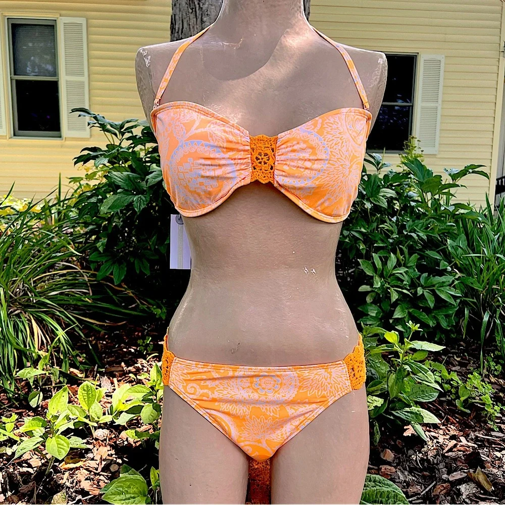 - O’Neill Sz XL Henna Crochet Orange Bikini Set! NEW!